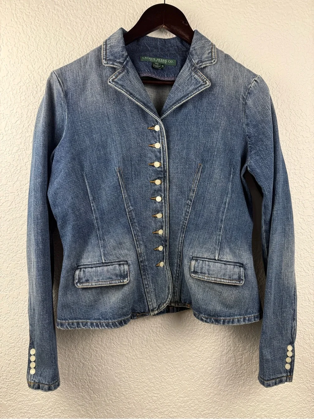 Lauren Jeans Co. Ralph Lauren | Pearl Button Denim Blazer Jacket | Size M